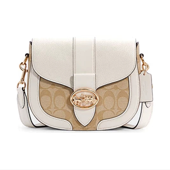 NWT Coach C2806 Georgie Saddle Bag In Signature Canvas Brand New - Picture 7 of 9